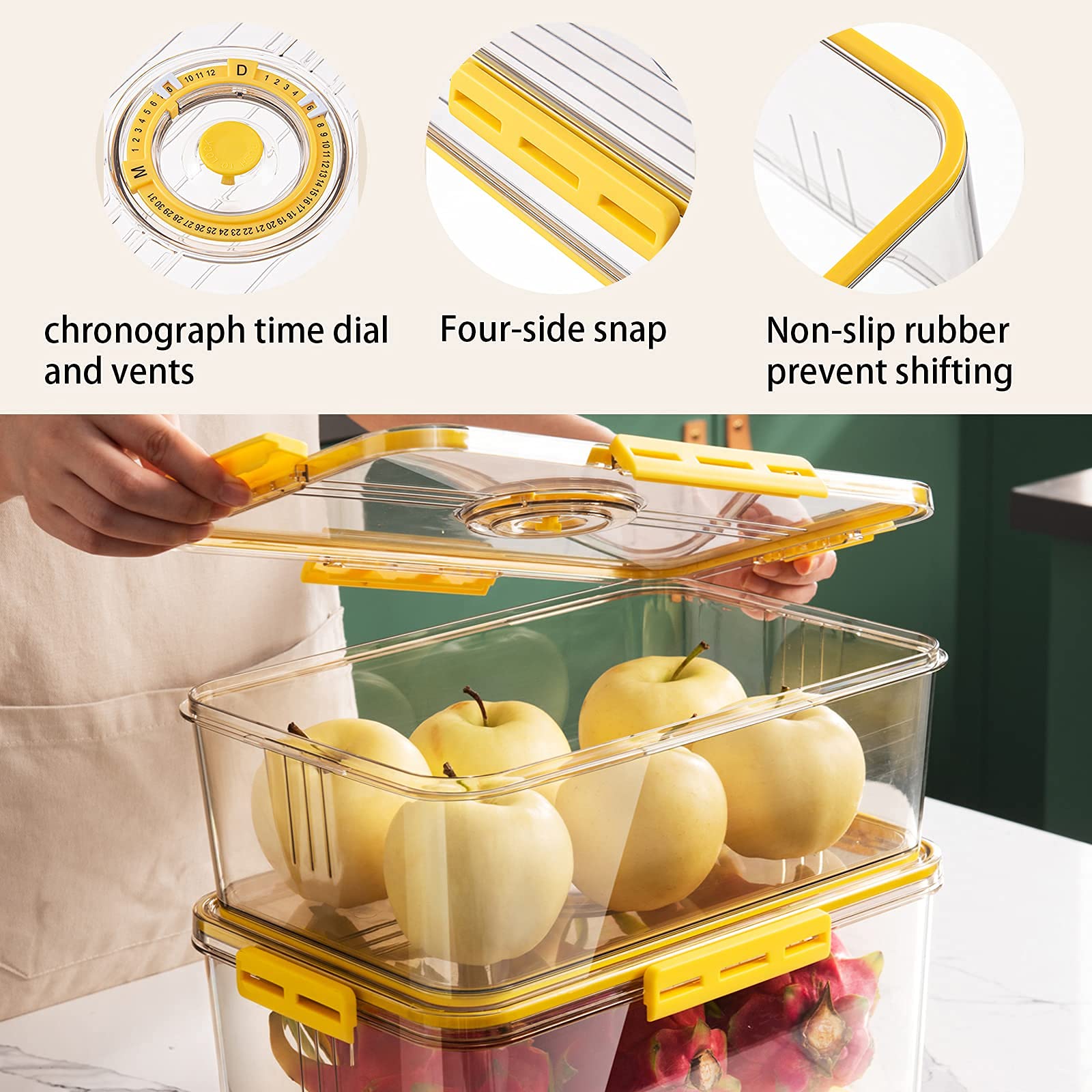 Egg Holder,Clear Egg Tray Storage Box with Lid and special buckle,Fridge Containers Set,Food Storage Container Refrigerator Organizer Bins Stay Fresh,Stackable Portable Storage Containers