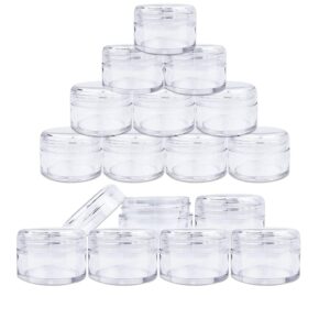 20g/20ml cosmetic container jars clear plastic empty round jars with screw cap lid for organizing cosmetic, lotion, creams, food, pet food, kitchen seasoning and more (20 pieces)