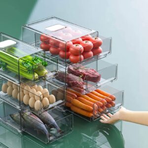 Refrigerator Organizer Bins, Pull Out Fridge Storage Drawer Design, Freely Pullable Storage Box, Stackable Produce Saver Bins, M