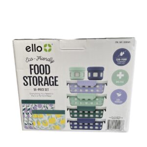 Ello Eco-Friendly Food Storage, BPA Free Plastic Food Storage, Blueberry Delight Color, 16-Piece Set