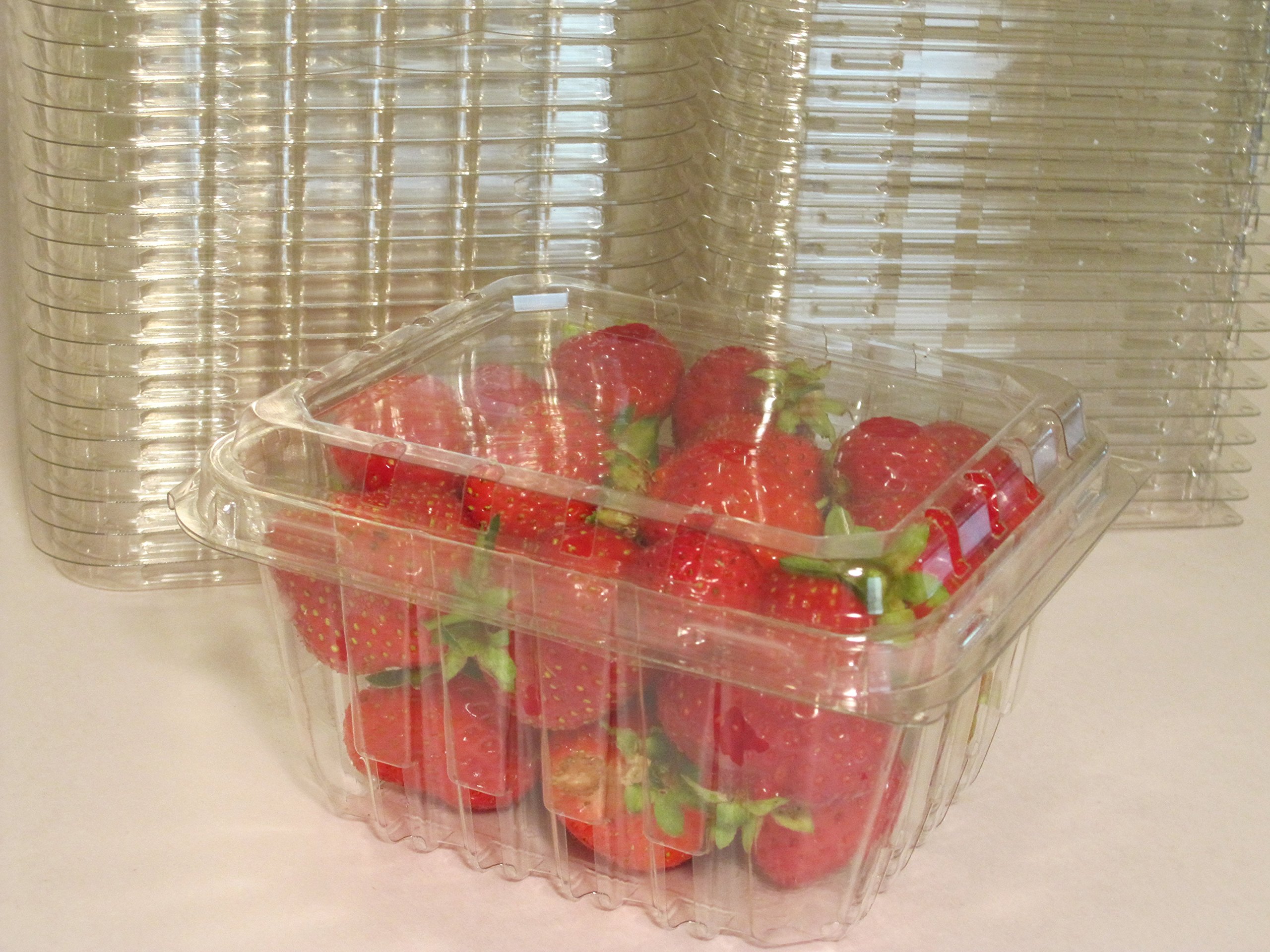 Plastic Clamshell Containers for Berries, Cherry Tomatoes, and Other Small Produce - 1-Pint Size (Pack of 25)