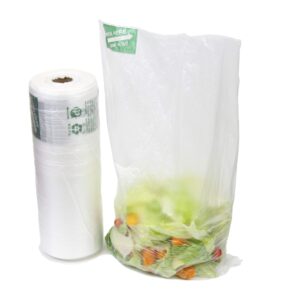 875 ct 12"x 20" large plastic produce bag roll, us made hdpe, durable clear food storage saver for fruit vegetable bakery snack grocery bags