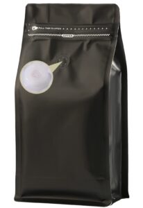 dmpcakdm coffee bags with valve(16 oz,1 lb,50pcs) black high barrier aluminumed foil flat bottom heat sealed coffee beans packaging bags side zipper resealable bags for home or business