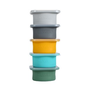kevjes stackable silicone artisan pizza dough proofing containers with lids pizza making accessories (1 yellow+1 green+1blue+1 gray+1 space gray)