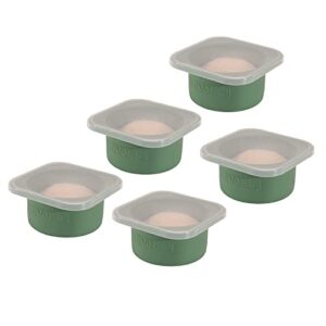 kevjes stackable silicone artisan pizza dough proofing boxes proving containers with lids pizza making accessories-5pack-500ml portion (green)