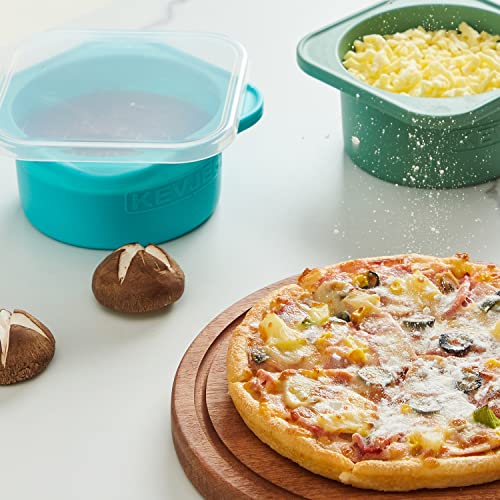 KEVJES Stackable Silicone Artisan Pizza Dough Proofing Boxes Proving Containers with Lids pizza making accessories-5pack-500ml portion (Green)