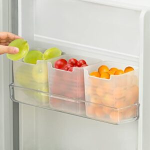 poeland refrigerator organizer box, fridge side door storage containers plastic translucent pack of 3