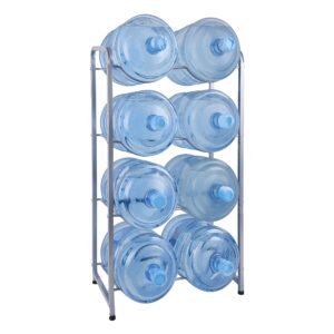 ationgle 5 gallon water cooler jug rack for 8 bottles, 4-tier detachable water bottle holder heavy duty q235 carbon steel water jug organizer with floor protection for kitchen office home