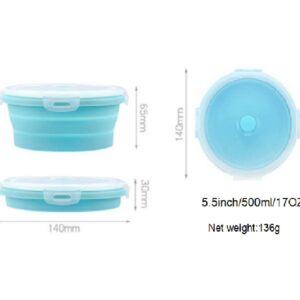 trrcylp 3Pack Collapsible Silicone Food Storage Containers with Lid 17OZ Foldable Airtight Lunch Bowls Camping for Microwave Freezer Dishwasher Safe Round 500ml