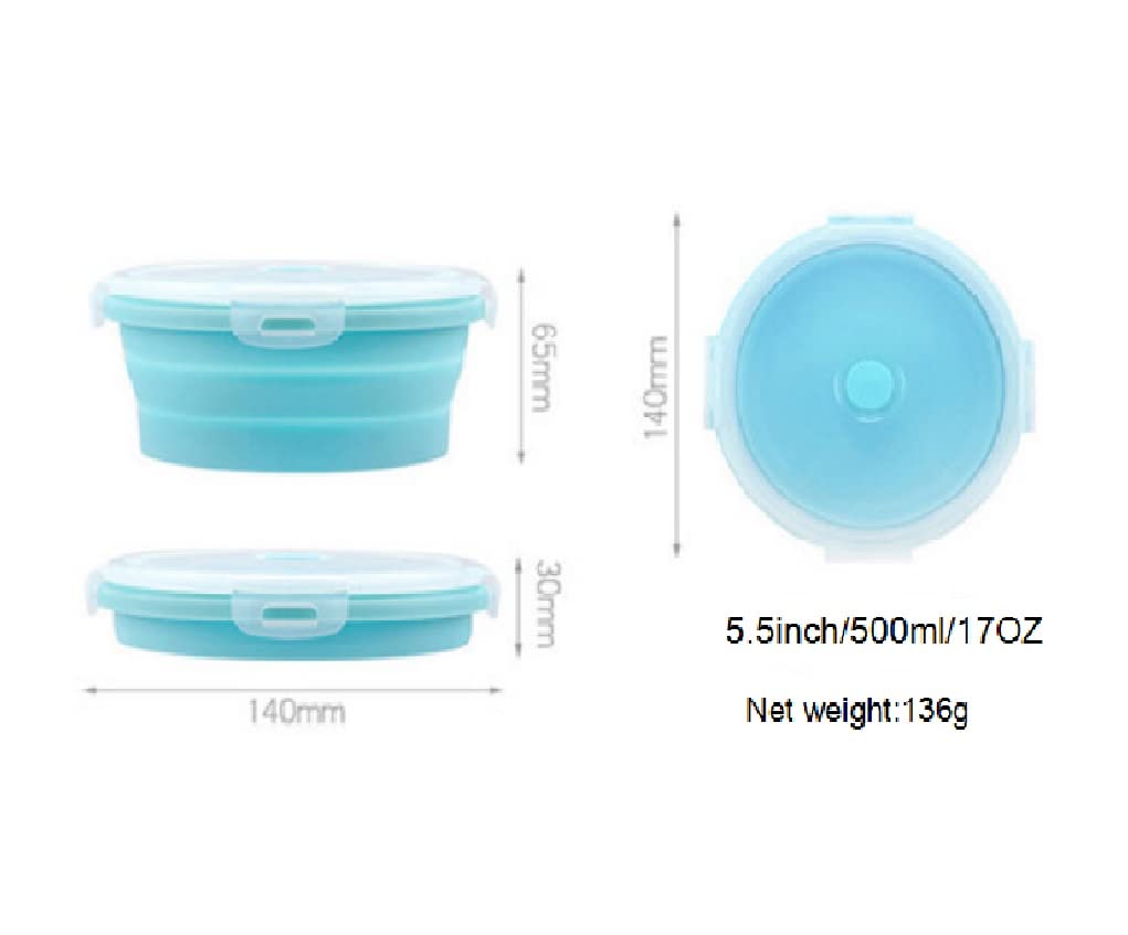 trrcylp 3Pack Collapsible Silicone Food Storage Containers with Lid 17OZ Foldable Airtight Lunch Bowls Camping for Microwave Freezer Dishwasher Safe Round 500ml
