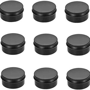 Healthcom 12 Packs 3 Oz Empty Jars 90ml Black Round Aluminum Tin Cans Screw Top Metal Steel Tins Lip Balm Tins Box Cosmetic Containers Storage Organization for Candles Salve Crafts Spice Tea Gift