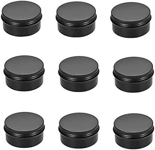 Healthcom 12 Packs 3 Oz Empty Jars 90ml Black Round Aluminum Tin Cans Screw Top Metal Steel Tins Lip Balm Tins Box Cosmetic Containers Storage Organization for Candles Salve Crafts Spice Tea Gift