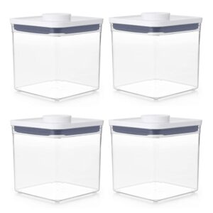 oxo good grips pop container 2.8-quart square airtight food storage for sugar and more (set of 4)