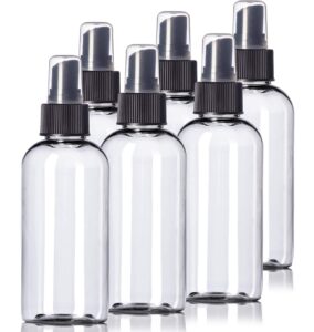 4oz plastic clear bottles (6 pack) bpa-free squeeze containers with spray cap, labels included