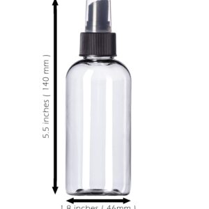 4oz Plastic Clear Bottles (6 Pack) BPA-Free Squeeze Containers with Spray Cap, Labels Included