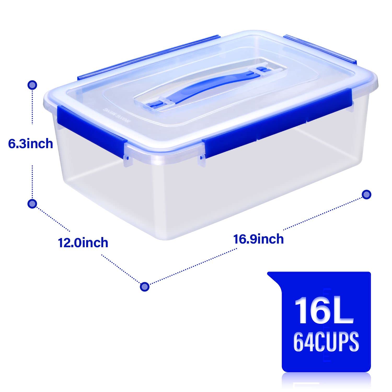 YORY large food storage containers with lid for cookies macarons bread cake flour sugar rice leftovers - freezer safe -extra big- box tub(16L/64cups-2pack)