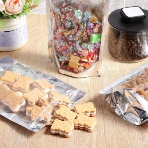 200 Pieces Resealable Polyester Film Bags Clear Front Polyester Film Bags Edible Packaging Bags Stand Up Aluminum Foil Seal Bags Stand Up Bags