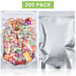 200 Pieces Resealable Polyester Film Bags Clear Front Polyester Film Bags Edible Packaging Bags Stand Up Aluminum Foil Seal Bags Stand Up Bags