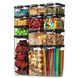 12 pack airtight food storage container set - kitchen & pantry organization containers - bpa free clear plastic kitchen and pantry organization containers