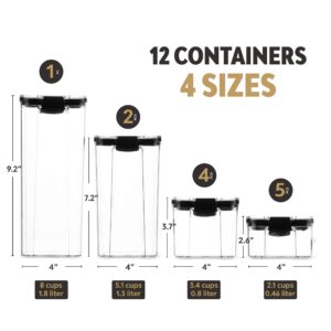 12 Pack Airtight Food Storage Container Set - Kitchen & Pantry Organization Containers - BPA Free Clear Plastic Kitchen and Pantry Organization Containers