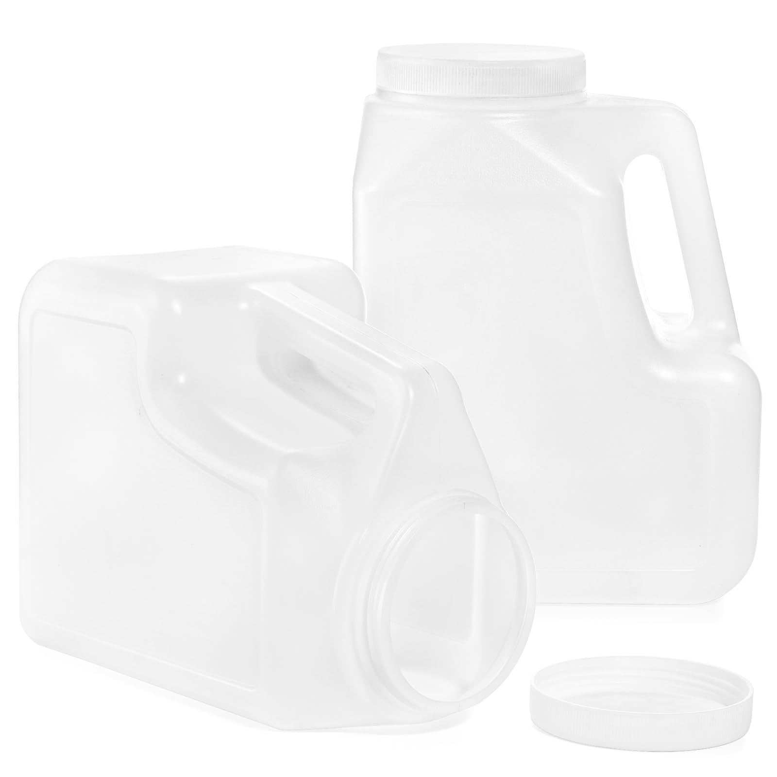 Yesland 2 Pcs White Plastic Gallon Jar with Handle and Airtight Lid - Square Empty Storage Containers and Jugs - 1.25 Gallon Wide Mouth Bottles for Craft Supplies, Paint, Detergent Storage, Liquids