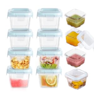 small glass food storage containers set of 12, 6oz mini glass containers airtight, leakproof for snacks, dips, overnight oats, condiment salad dressing sauce, microwave, dishwasher safe