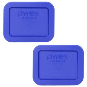 pyrex 7213-pc 1.9 cup cobalt blue rectangle plastic food storage lid, made in usa - 2 pack