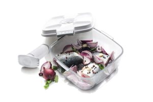 prepsealer marinating bpa-free tritan vacuum container (2l square + pump) white