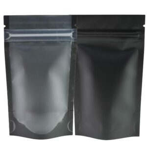 qq studio pack of 100 translucent front matte black poly plastic resealable bags (8.4oz (6" x 9"), black stand-up pouch)