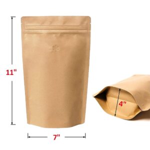 12 Ounce 50 Pieces Coffee Pouches with Ziplock - High Barrier Natural Kraft Paper Stand up Coffee Bags with One Way Degassing Valve & Zipper (50, 12oz/0.75lb/340gram)