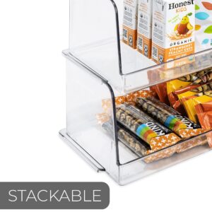 Smart Design Stackable Household Bin - 7 x 12.5 Inch - Open Front - BPA Free Plastic Resin - Food, Fridge, Freezer, Cabinet, Food, Pantry, Storage - Kitchen Organizer - Clear