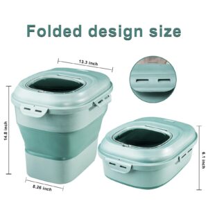 SUT Green Rice Food Storage Container, Collapsible 20 to 50 Lbs Dispenser Bin, Dry Food Container with Locking Lid and Rolling Wheel, Dog Cat Food Storage Container, Kitchen Pantry Organization Holder