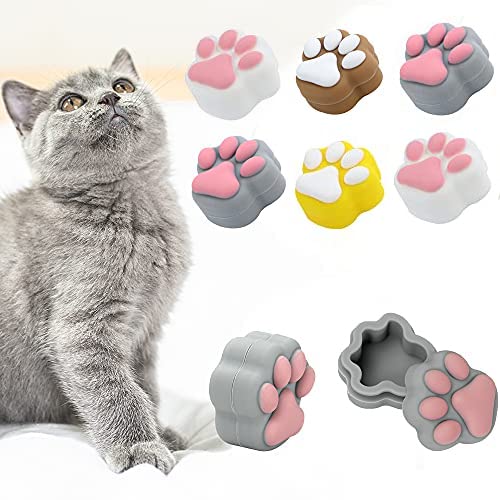 YHSWE 6pcs 3ml Cat Paw Non-stick Food Grade Silicone Wax Container with Carving Multi Use Silicone Jars for Wax, Essential Oil, Lip Balm, Shatter, Spices, Multicolor