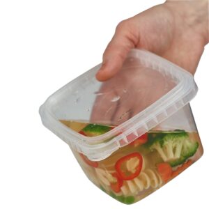 Decony Plastic Deli Containers with Lids 8 Oz- 25 Pack Square Clear Plastic Containers- Tamper-Proof BPA-Free Take Away Food Containers- Space Saver, Airtight, Freezer Safe Meal Prep Containers