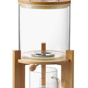 L'ÉPICÉA Glass Rice Dispenser with Bamboo Stand, Large Airtight Rice Storage Container, Cereal/Grain/Coffee Bean/Dry Food Dispenser Countertop, Rice Holder, Rice Bin