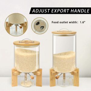 L'ÉPICÉA Glass Rice Dispenser with Bamboo Stand, Large Airtight Rice Storage Container, Cereal/Grain/Coffee Bean/Dry Food Dispenser Countertop, Rice Holder, Rice Bin