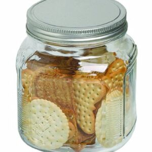 Anchor Hocking 32-Ounce Cracker Jar with Brushed Aluminum Lid, Set of 4, Clear Glass