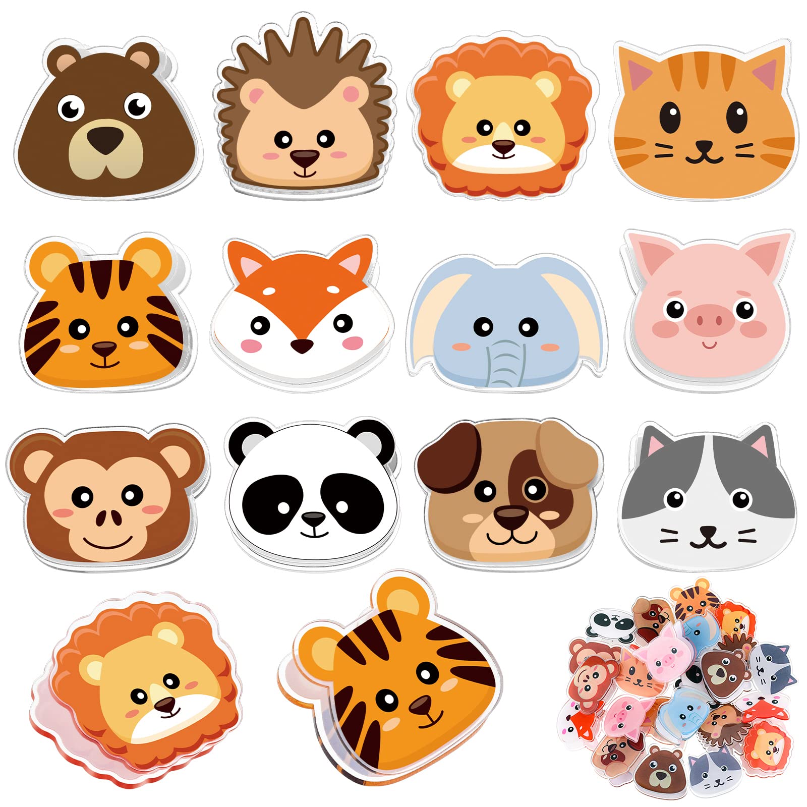 Crtiin 24 Pcs Cute Bag Clips Funny Clips Animals Shaped Fruit Kitchen and Food Bag Clips Binder and Paper Clips Plastic Bread Bag Clips for Airtight Seal Food Storage