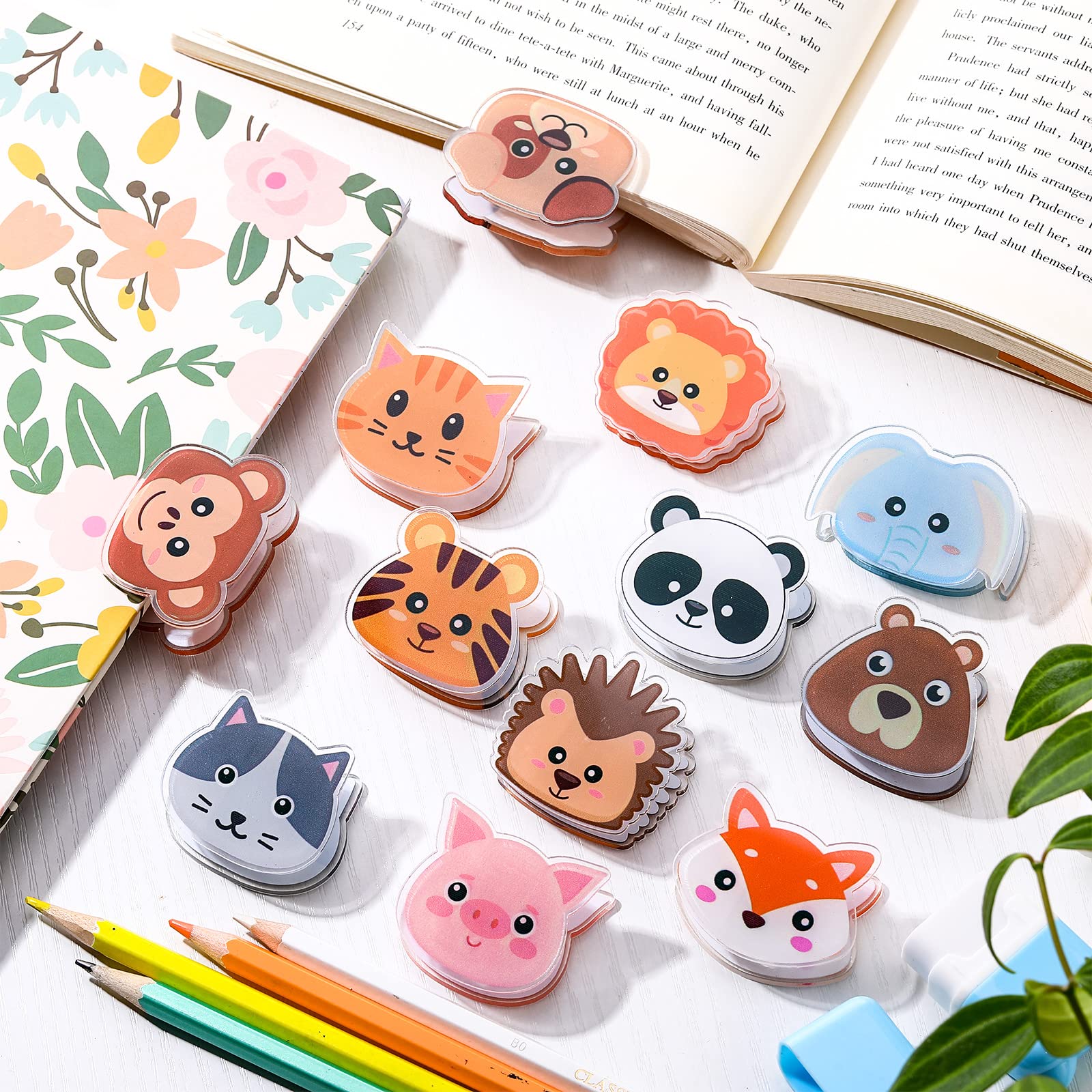 Crtiin 24 Pcs Cute Bag Clips Funny Clips Animals Shaped Fruit Kitchen and Food Bag Clips Binder and Paper Clips Plastic Bread Bag Clips for Airtight Seal Food Storage