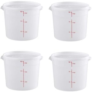 uveans combo pack round food storage containers with lids - 6 quart commercial grade food storage set - 4 containers, 4 lids