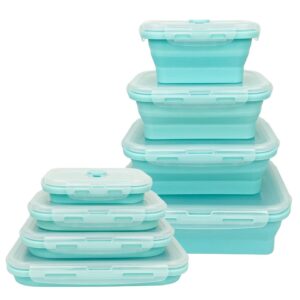 ccyanzi set of 4 collapsible containers food storage collapsible bowls for camping collapsible silicone food containers with airtight lids, microwave, freezer safe, for camping