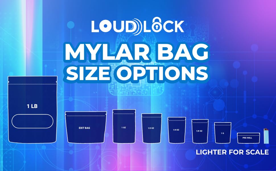 Loud Lock Mylar Bags Smell Proof -1000 Count (Black, 1/8 Ounce 5.25"x3.75") - 6mil Thickness Packaging Bags - Mylar Bags For Food Storage - Resealable Bags