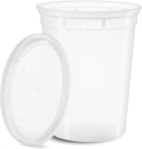kosherific premium plastic food and deli storage containers with airtight lids 32oz (8 count) | stackable, freezer safe, leakproof