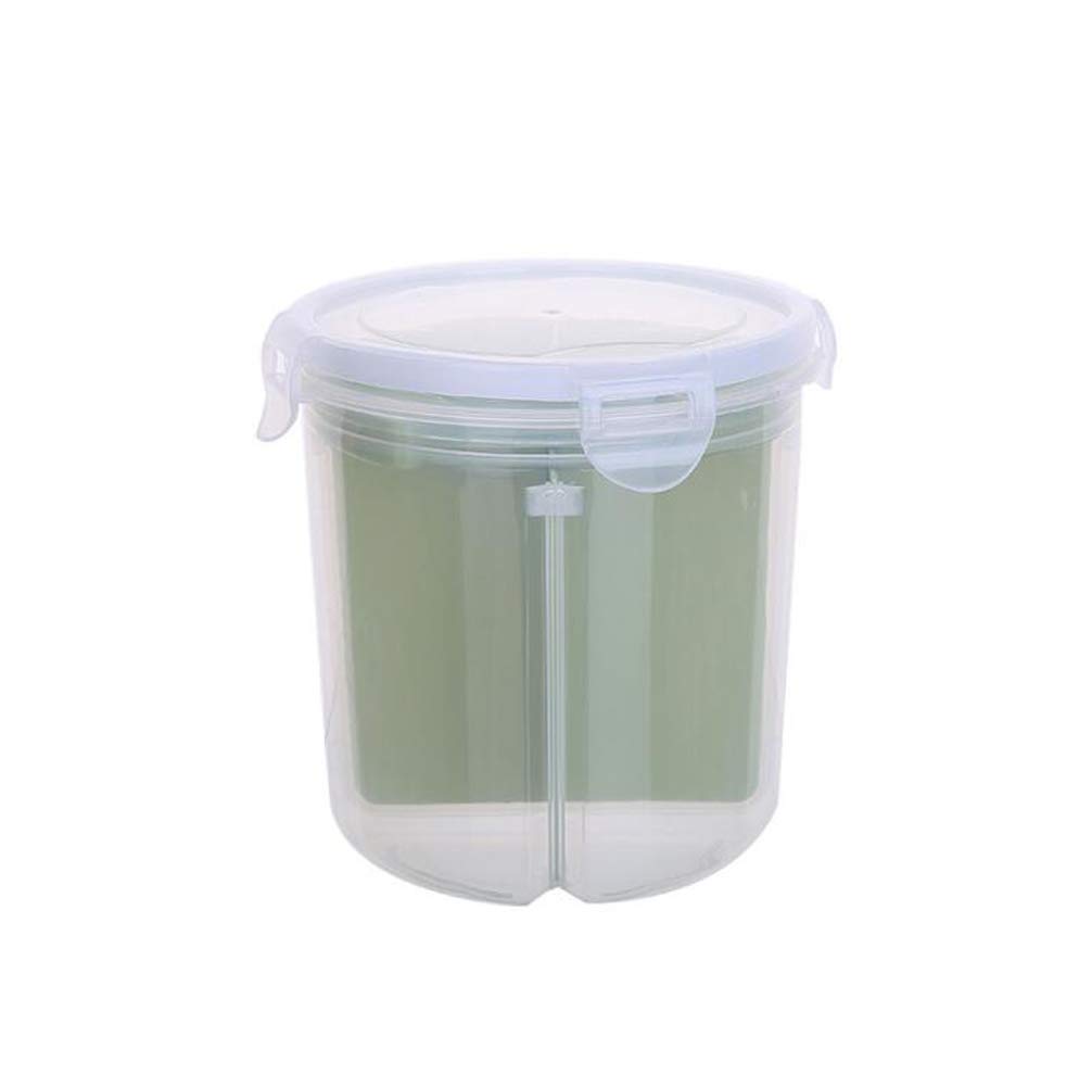 Dividers Cereal Containers Airtight Clear Food Storage Containers with Separate Grids Sealed Dispenser with Flip Top for Nuts Sugar Snacks Candy Beans(Green)