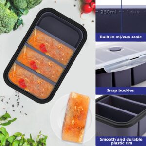 Webake Silicone Freezer Tray with Lid, Food Storage Container 1 Cup Portion, Ice Cube Tray for Soup Sauce Meal Prep, BPA Free - Grey