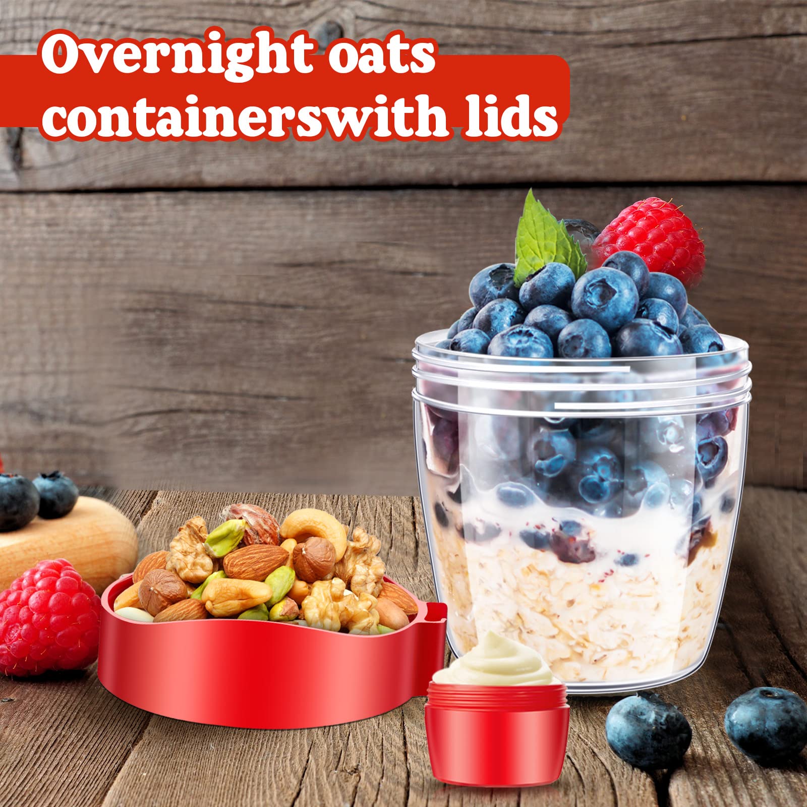 4 Pack 29 oz Take and Go Breakfast Yogurt Oats Cups Overnight Oats Container with Lid and Spoon Portable and Reusable Salad Meal Shaker Cup with Topping Cereal Cup for Yogurt Oatmeal Oats Food Parfait