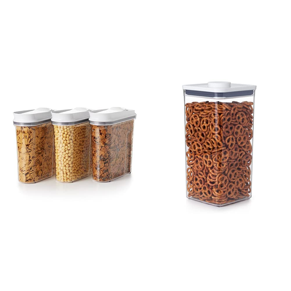 OXO Good Grips 3-Piece POP Cereal Dispenser Set + OXO Good Grips POP Container - Airtight Food Storage