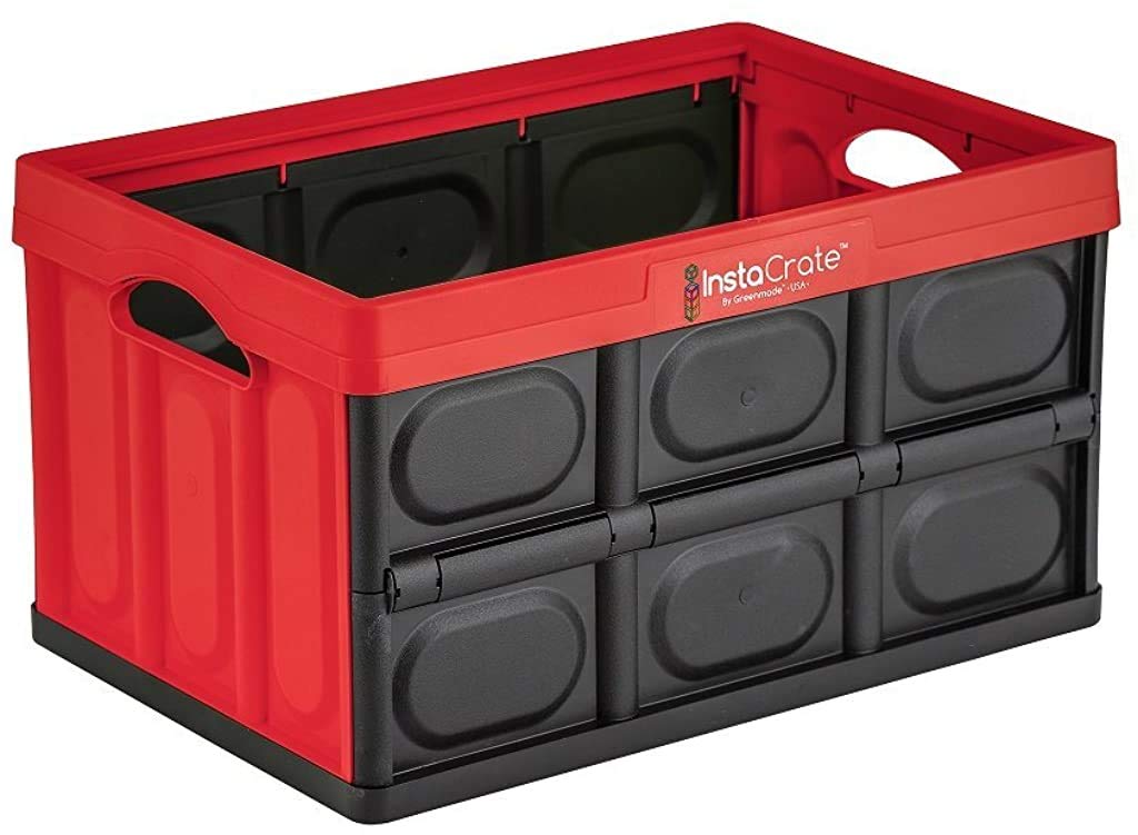 GREENMADE InstaCrate Collapsible Storage Container, 12 gal, Red/Black