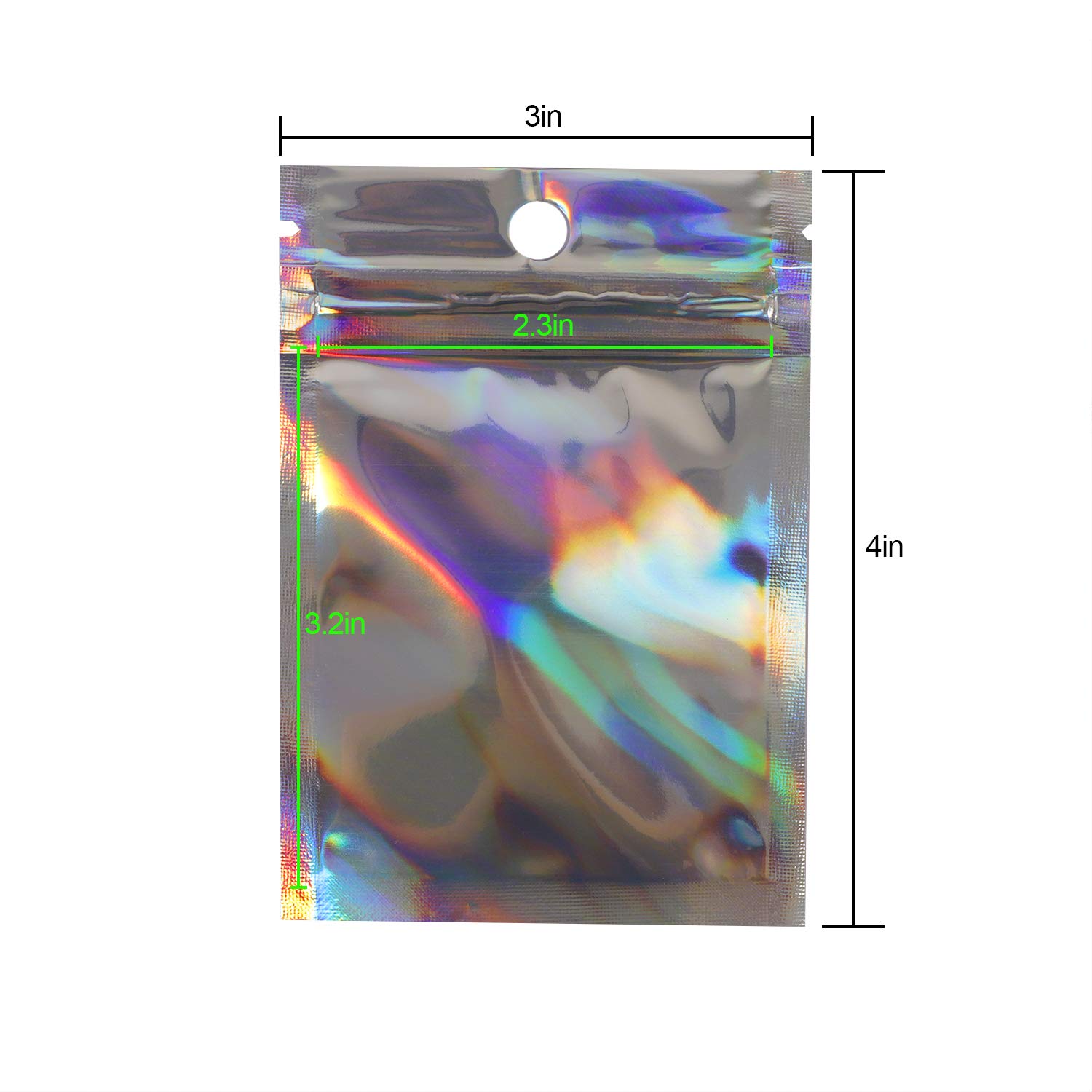 ZOENHOU 300 PCS 3 x 4 Inch Resealable Smell Proof Bags, Flat Clear Mylar Bags Holographic Rainbow Ziplock Storage Bags Plastic Packaging Bags for Jewelry Candies Screws