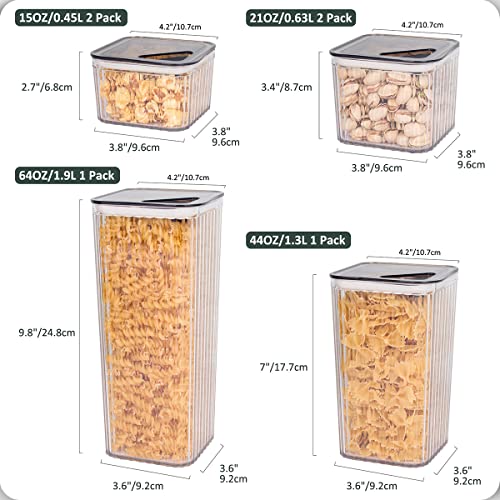 Annaklin Airtight Food Storage Containers for Pantry 6 Pack, Kitchen Storage Containers with Lids Airtight Stackable, Insect Proof, Pantry Organization and Storage Containers, Clear Canister Set